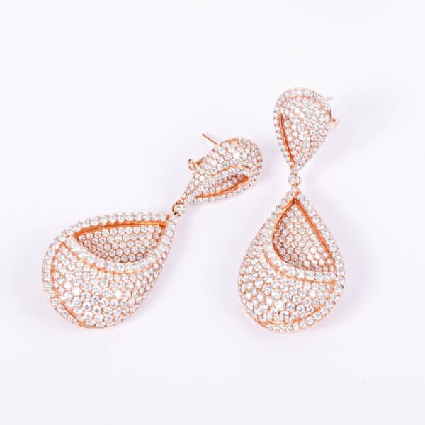 ARETES ORO ROSA CON DIAMANTES - Image 2