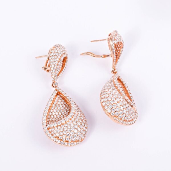 ARETES ORO ROSA CON DIAMANTES
