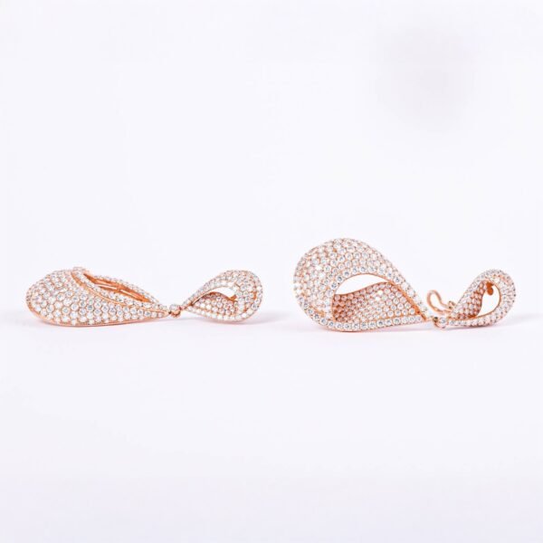 ARETES ORO ROSA CON DIAMANTES - Image 3
