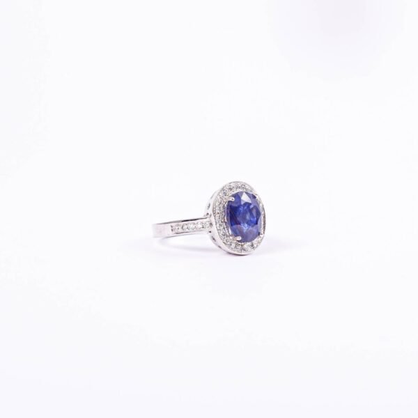 ANILLO ORO BLANO SAFIRO AZUL