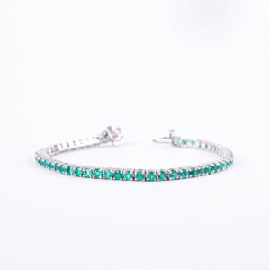PULSERA TENIS ORO BLANCO ESMERALDA